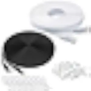 Ethernet Cable 100 ft 2 Pack Cat 6 Flat Cable Ethernet Cord, Slim Long Cat6 High Speed Computer Router Network LAN Patch Wire with Clips & Rj45,Faster Than Cat5e/Cat5,100 feet White+Black Cable