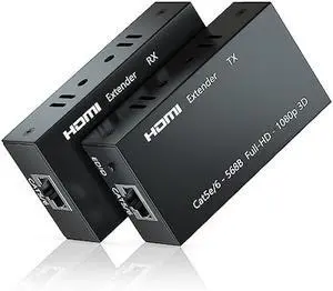 HDMI Extender Up to 60 Meters(196ft), Transmitter and Receiver Over Ethernet LAN, HDMI to Ethernet Repeater