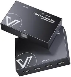 AV Access USB Extender Power Over Cable Cat5e/6/6a/7 up to 196ft/60m, 4 Ports USB 2.0 Extender Over Ethernet, Plug and Play, Supports All Operating System(Power on TX Side)