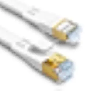 HUGIN CAT8 Ethernet Cable 100 FT, High Speed Flat Gigabit Internet Network Wire Indoor&Outdoor, 40Gbps 2000Mhz LAN Patch Cord with 24K Gold-Plated RJ45 Connector for Modem/Router/PS5/4/Switch (100ft)