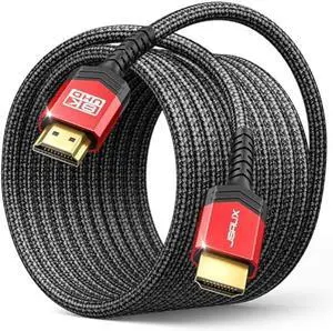 JSAUX HDMI Cable 2.1 15FT 2-Pack 48Gbps 4K Ultra High Speed Cord (8K@60Hz 7680x4320, 4K@120Hz) eARC HDR10 HDCP 2.2 & 2.3 3D, Compatible with PS5/PS4/X-Box/Roku TV/HDTV/Blu-ray/LG/Samsung QLED