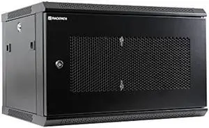 RackPath 6U Wall Mount Server Cabinet Network Rack Enclosure, Quiet Cooling Fan, Perforated Door, Black