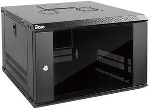 Tecmojo 6U Wall Mount Server Cabinet IT Network Rack Enclosure Lockable Door and Side Panels Black, Cooling Fan, Standard Glass Door, 450mm Depth, for 19 IT Equipment, A/V Devices