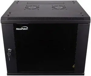 NavePoint 9U Server Cabinet Wall Mount Rack Enclosure Includes 2 Fans, Locking Glass Door, Removable Side Panels 9U Network Cabinet 17.7 Deep, 19 Inch Server Rack for IT and A/V Equipment NavePoint 9U Server Cabinet Wall Mount Rack Enclosure Includes 2 Fans, Locking Glass Door, Removable Side Panels 9U Network Cabinet 17.7 Deep, 19 Inch Server Rack for IT and A/V Equipment