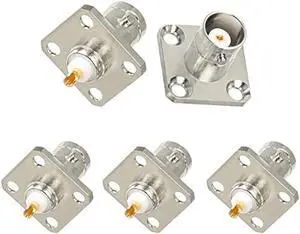 Superbat BNC Connectors BNC Female Jack 4 Hole Flange Panel Chassis Mount Coaxial Solder Connector 5pcs