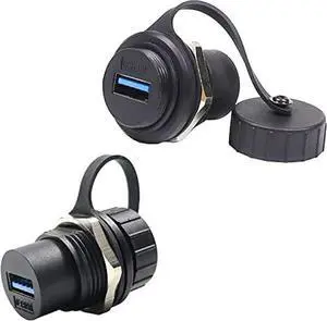 PENGLIN 2PCS Waterproof USB 3.0 Panel Mount Coupler, IP67 USB Pass Through Connector, Female to Female Bulkhead Extension Adapter
