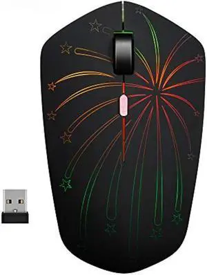Rechargeable Wireless Mouse, Backlit Powered by Li-Polymer Battery, Optical Sensor, Nano USB Receiver,3 Stages DPI Speed, 4 Buttons for PC, Laptop, Tablet, MacBook etc. (Solo Firework)