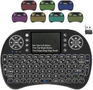 Sidiwen 2.4GHz Backlit Mini Keyboard Touchpad Mouse, Mini Wireless Keyboard with Touchpad and Multimedia Keys for Android TV Box Smart TV HTPC PS3 Smart Phone Tablet Mac Linux Windows OS (7 Colors)