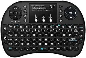 (Upgraded)Rii 2.4GHz Mini Wireless Keyboard with Touchpad,QWERTY,LED Backlit,Portable Keyboard for laptop/PC/Tablets/Windows/Mac/TV/Xbox/PS3/Raspberry Pi .(i8+ Black)