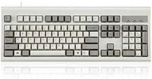 Perixx PERIBOARD-106M, Wired Performance Full-Size USB Keyboard, Curved Ergonomic Keys, Classic Retro Gray/White Color, US English Layout