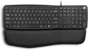 Perixx PERIBOARD-527 Wired Comfort USB Keyboard - Laptop Scissor Keys - Curved Ergo-Lite Design - Detachable Soft Wrist Rest - Black - US English