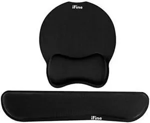 iFine Upgrade Enlarged Superfine Fiber Soft Smooth Memory Foam Ergonomic Mouse Pad & Keyboard Wrist Rest Comfortable for Desktop Laptop Mac Gaming Office School or Home for Stress Free Typing (Black)