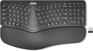 Arteck Split Ergonomic Keyboard with Cushioned Wrist and Palm Rest, 2.4G USB Wireless Comfortable Natural Ergonomic Split Keyboard, for Windows Computer Desktop Laptop