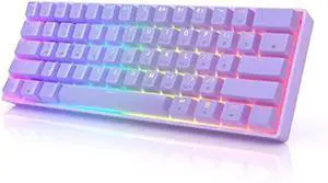 HK GAMING GK61s Mechanical Gaming Keyboard - 61 Keys Multi Color RGB Illuminated LED Backlit Wired Programmable for PC/Mac Gamer (Gateron Mechanical Yellow, Lavender)