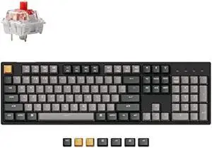Keychron C2 Pro Wired Custom Mechanical Keyboard Full Size Layout QMK/VIA Programmable Macro RGB Backlit with Hot-Swappable Keychron K Pro Red Switch OEM Profile PBT Keycaps for Mac Windows Linux