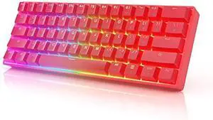 HK Gaming GK61 Mechanical Gaming Keyboard 60 Percent | 61 RGB Rainbow LED Backlit Programmable Keys | USB Wired | for Mac and Windows PC | Hotswap Gateron Optical Blue Switches | Red