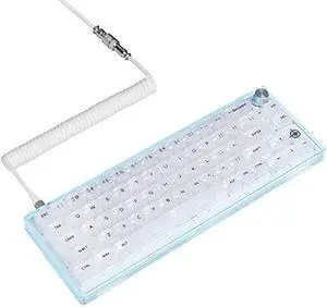 MAGIC-REFINER MK31 60% Wired Hot Swappable Mechanical Keyboard with Transparent Keycaps, Compact 66 Keys Chroma RGB Backlit Ergonomic Custom Gaming Keyboard Knob Control for PC/MAC