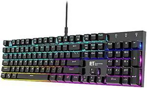 Mechanical Gaming Keyboard RGB Backlit Keys Computer Keyboard, 16.8 Million Color 104 Keys Blue Switch Wired Gaming Keyboards Full Size, Aluminum Base USB Keyboard for PC Gamer Laptop