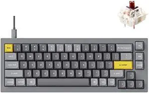 Keychron Q2 Wired Custom Mechanical Keyboard, QMK/VIA Programmable Macro, Full Aluminum, Hot-Swappable Gateron G Pro Brown Switch, 65% Layout Double Gasket Compatible with Mac and Windows - Grey