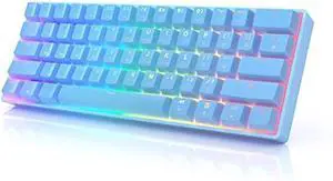 HK Gaming GK61 Mechanical Gaming Keyboard 60 Percent | 61 RGB Rainbow LED Backlit Programmable Keys | USB Wired | for Mac and Windows PC | Hotswap Gateron Optical Brown Switches | Blue