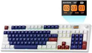 LTC Nimbleback NB1041 PRO Wireless Mechanical Keyboard w/Display Screen & Knob, 2.4Ghz/ BT/USB-C Wired RGB 104 Keys Creamy Keyboard, 3-Layer Foam, Hot Swappable PCB, Software Support, Red Switch