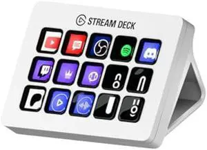 Elgato Stream Deck MK.2 White  Studio Controller, 15 macro keys, trigger actions in apps and software like OBS, Twitch, YouTube and more, works with Mac and PC