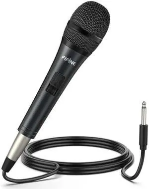 Fifine Karaoke Microphone, Dynamic Vocal Microphone for Speaker, 6.35MM Wired Handheld Mic with On and Off Switch and 14.8ft Detachable Cable-K6