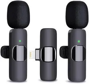 Wireless Microphone for iPhone & iPad - Dual Professional Lavalier Mic, Plug-Play for Recording, Live Stream, YouTube, Facebook, TikTok, Vlog