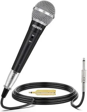 KM58 Handheld Wired Karaoke Microphone, Cardioid Dynamic Vocal Mic with 13.12ft Detachable XLR Audio Cable and ON/Off Switch, for Karaoke Singing Machine, Speaker