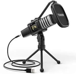 TONOR USB Microphone for PC, Cardioid Condenser Computer Mic with Tripod Stand, Pop Filter, Shock Mount for Gaming, Streaming, Podcasting, YouTube