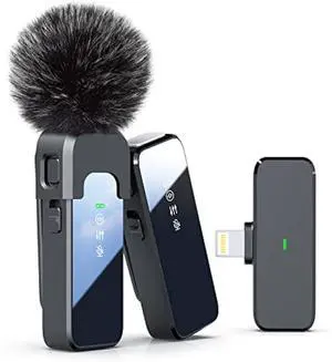 Rythflo Wireless Lavalier Microphone for iPhone 14/13/12 with Noise Cancellation, 100ft Transmission, 18H Battery Life, Lightning Lapel Microphone Wireless for Video Recording, Vlog, Streaming