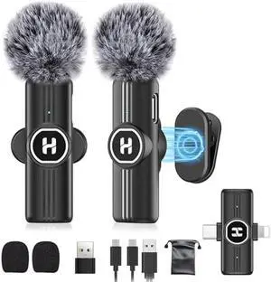 Mini Wireless Lavalier Microphone for iPhone, iPad, Android Phone - Noise Reduction Lapel USB C Bluetooth Mic for Recording, Clip on Omni Lav Mic for Video Recording, Tiktok, YouTube, Vlog