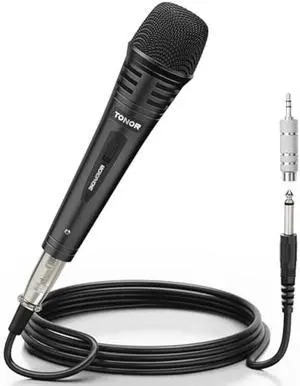 TONOR K1 Vocal Microphone for Singing, Dynamic Handheld Wired Karaoke Mic, Microfono with 5M XLR to 1/4 Cable, Compatible with Amp, Mixer, Suitable for Speech, Karaoke and Outdoor Activities