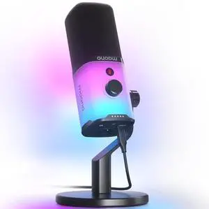 MAONO Dynamic Gaming Microphone: USB/XLR Streaming Mic for PC Podcast Recording, Custom Software, RGB, Mute Button, Gain Knob, 48kHz/24bit Studio Desktop Mic for YouTube Video Creation -PD100X RGB