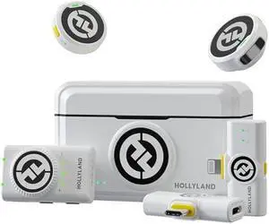 Hollyland Lark M2 Wireless Lavalier Microphone for iPhone/Android/Camera/PC/Laptop with Lightning/USB-C/Plug, 48KHz 24Bit, 1000ft Range, Noise Cancellation, 30H Battery for Video Recording, Streaming