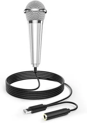 Mini Microphone for iPhone iPad Small ASMR Tiny Microphone for Voice Video Recording Singing, Vlogging, Podcasting YouTube (1 PCS Silver)