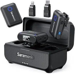 Saramonic BLINK500B2+ Wireless Lavalier Microphone for iPhone Android Type-C Smartphone Camera, 492ft Range, 20h Battery Life, Clip on Wireless Lapel Mic for Live Streaming Video Conference Recording