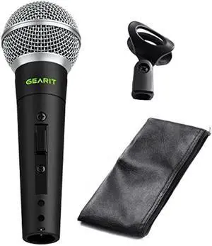 GEARit Dynamic Cardioid Vocal Stage Microphone with On/Off Switch, Mic Clip, and Zipper Bag (Cable Sold Separately) - 1 Pack