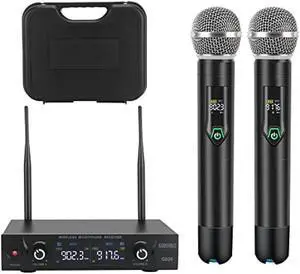 Wireless Microphone System with case, Metal UHF Dual Handheld 20 Channels Professional Cordless Mic System for Church, DJ, Karaoke,Wedding, Home KTV Set Wireless Microphone System with case, Metal UHF Dual Handheld 20 Channels Professional Cordless Mic System for Church, DJ, Karaoke,Wedding, Home KTV Set