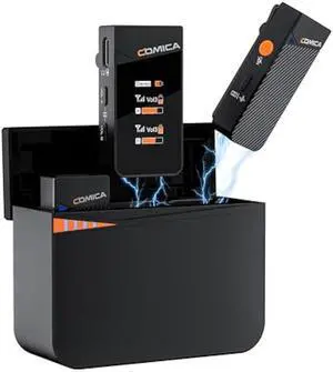 COMICA Vimo C3 Wireless Lavalier Microphone - Noise Cancelling, Mute, Gain Adjust, Wireless Mic for iPhone,DSLR Camera, Smartphone, Camcorder Interviews, Vlogging, and Video Recording (Black)