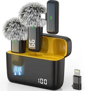 Wireless Microphone for iPhone Android Lav Mic USB C Lavalier Microphone Type C Lapel Mic for iPhone 15/16 iPad Video Recording Vlog TikTok - 24H Charging Case Noise Reduction