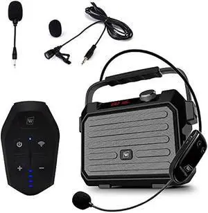 Wireless PA System with Wireless Headset Microphone Lavalier Lapel Microphone Transmitter, 30W Wireless Voice Amplifier Portable Megaphone Rechargeable Bluetooth Loudspeaker Speaker for Teacher Gifts