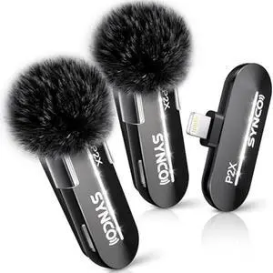 SYNCO Wireless Lavalier Microphone for iPhone, P2XL Professional Lapel Clip on Mics for Vlogging, Tiktok, YouTube Video Recording, Best External Lav Microphone for iPhone 14/13/12/11/X Lightning iOS
