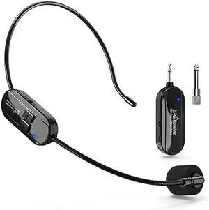 Wireless Microphone Headset, 2.4GHz, 160ft Range, Dual Type-C Charging, 3D Stage Reverb Effects, Compatible with 6.35mm & 3.5mm Jacks