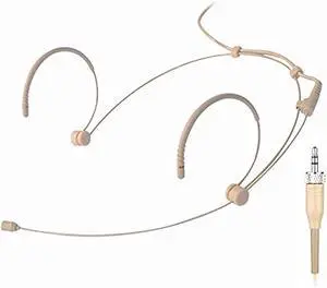 Headset Microphone Discreet Headworn Ear Hook Earset Over The Ear Mic for Sennheiser Wireless Transmitter, Ideal for Lectures, Live Performance, Theater, Podcasts  Beige