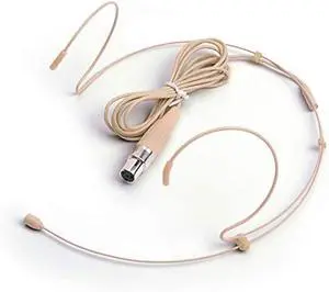 Microphone Headset Discreet Headworn Earset Over Ear Hanging Mic Compatible with Shure Wireless System Bodypack Transmitter, Ideal for Lectures, Live Performance, Theater, Podcasts  Beige