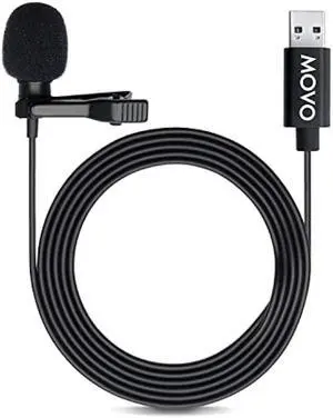 Movo M1 USB Lavalier Lapel Clip-on Omnidirectional Computer Microphone for Laptop, PC and Mac, Perfect Podcasting, Gaming, Streaming and Desktop Mic (20-Foot Cord)