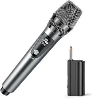 JYX Wireless Microphone, Professional UHF Metal Handheld Dynamic Mic System with Rechargeable Receiver 1/4''(6.35mm) Plug, for Amplifier, PA System, Karaoke Singing, Wedding, Party, Speech, Church