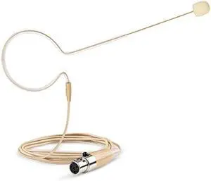 Headset/Headworn Microphone - 4 Pin Mini XLR Head Microphone for Shure Wireless System & Bodypack Transmitter  Beige Single Earhook Omnidirectional Headset Head Mic