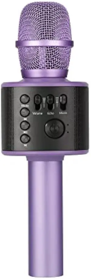 Core Innovations Wireless Bluetooth Karaoke Microphone with Built-in Speakers + HD Recording, Portable Handheld Mic | Lilac